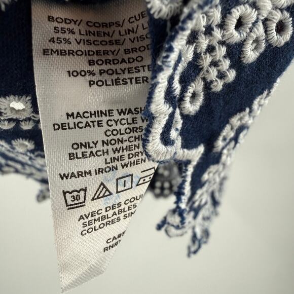 LOFT Ann Taylor Tank Women's Size Extra Small Linen Blend Daisy Eyelet Scallop - Picture 12 of 14